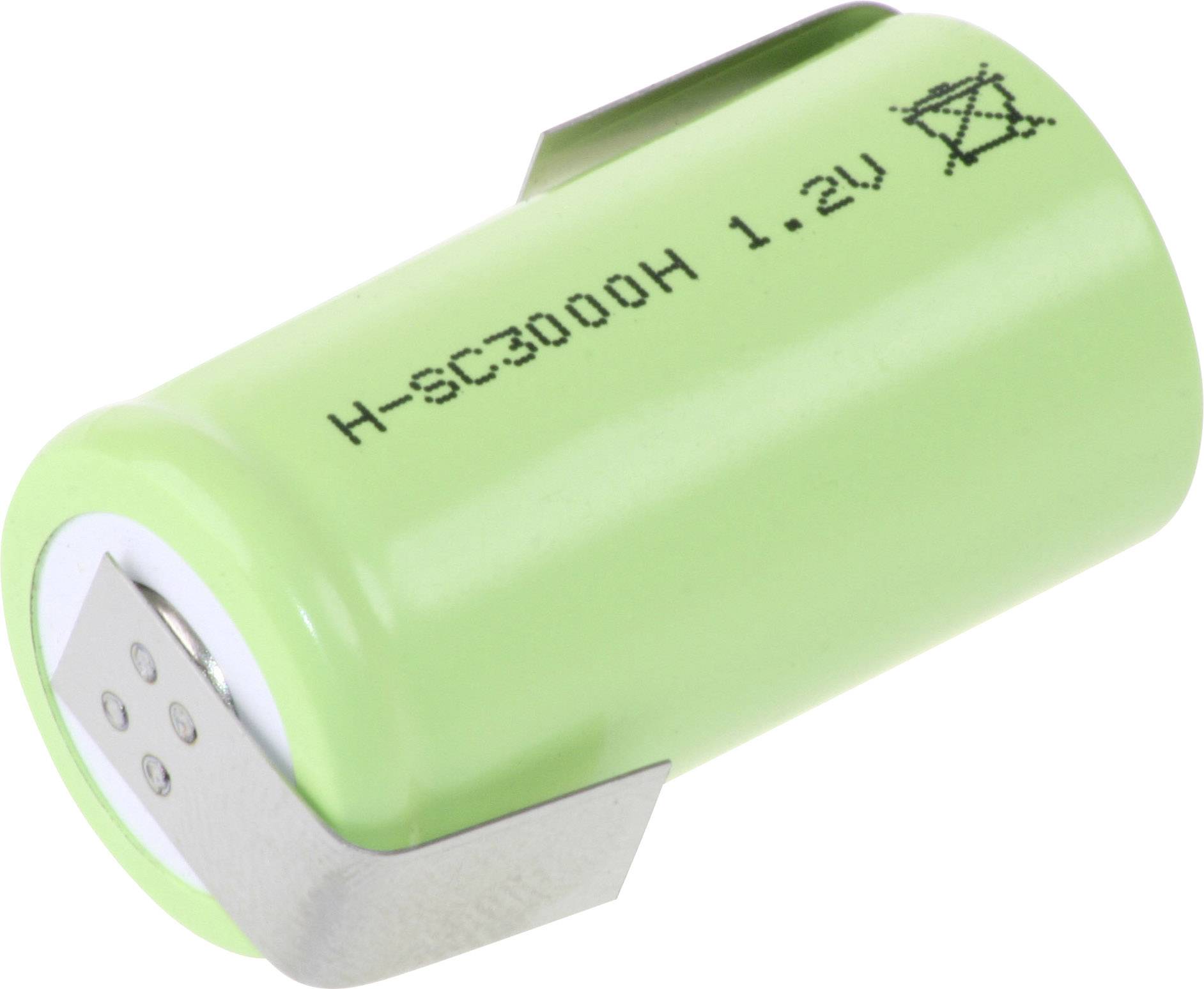 Mexcel -SC3000H Spezial-Akku Sub-C hochtemperaturfähig, Z-Lötfahne, Flat-Top NiMH 1.2 V 3000 mAh 1