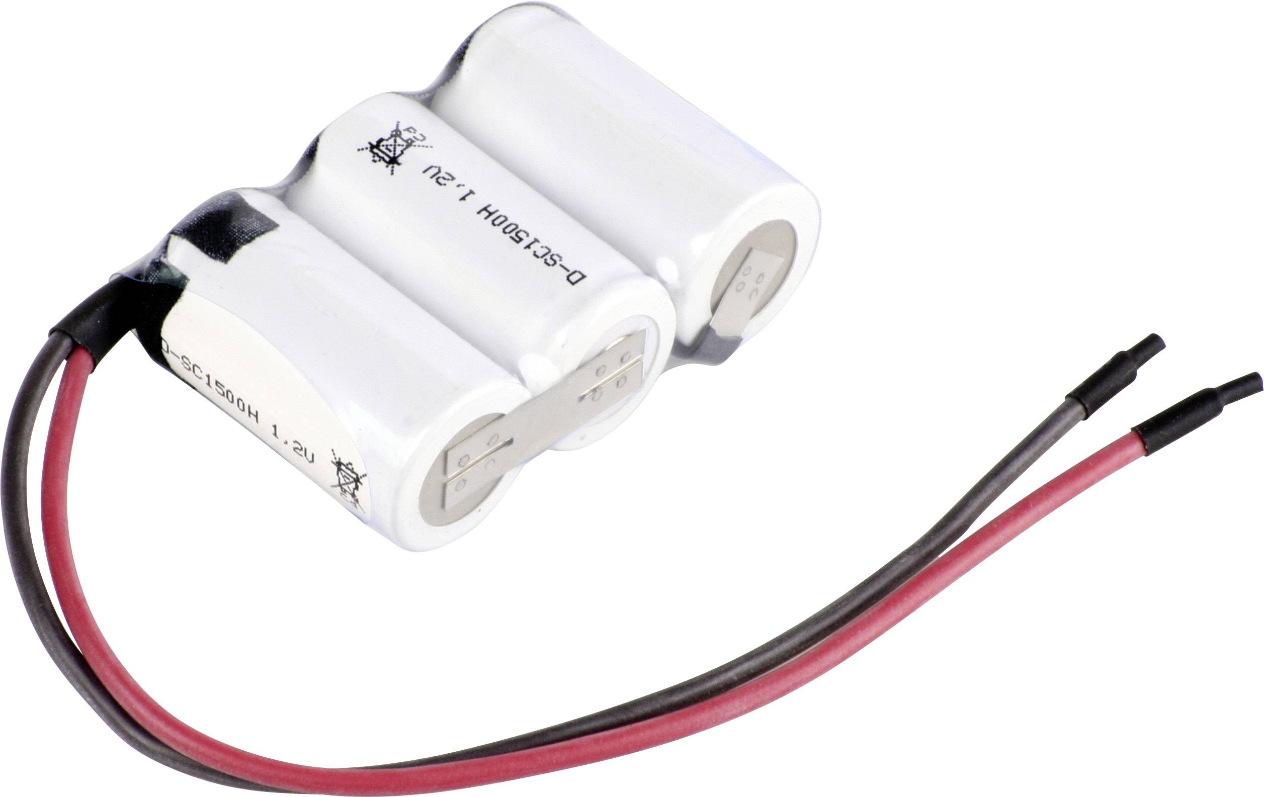 Mexcel Reihe F1x3 Akkupack 3x Sub-C hochtemperaturfähig, Kabel, Flat-Top NiCd 3.6V 1500 mAh