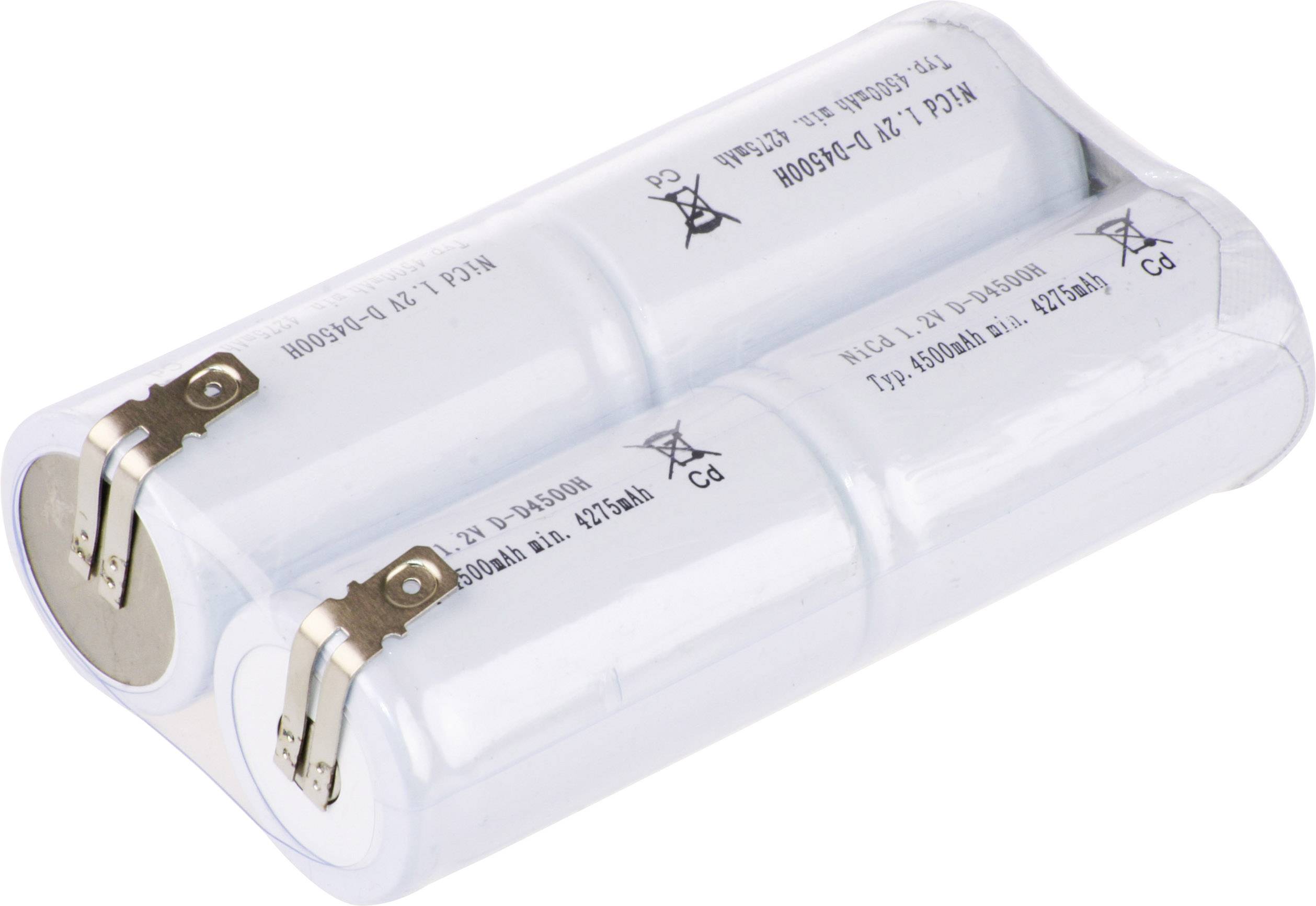 Mexcel Inline L2x2 Akkupack 4x Mono (D) hochtemperaturfähig, U-Lötfahne, Flat-Top NiCd 4.8V 4000 mAh