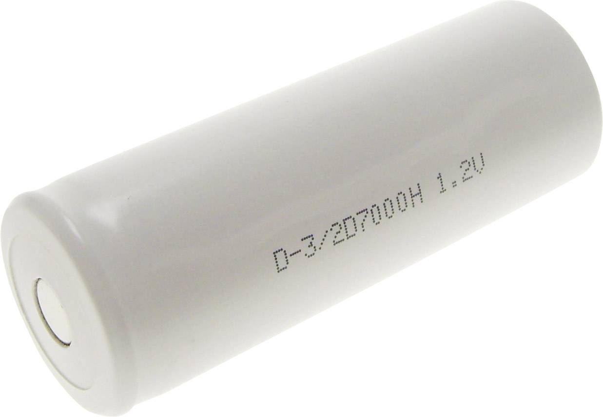Eine weiße zylindrische Batterie mit der Aufschrift 'D-3/20D7000H 1.2V'.