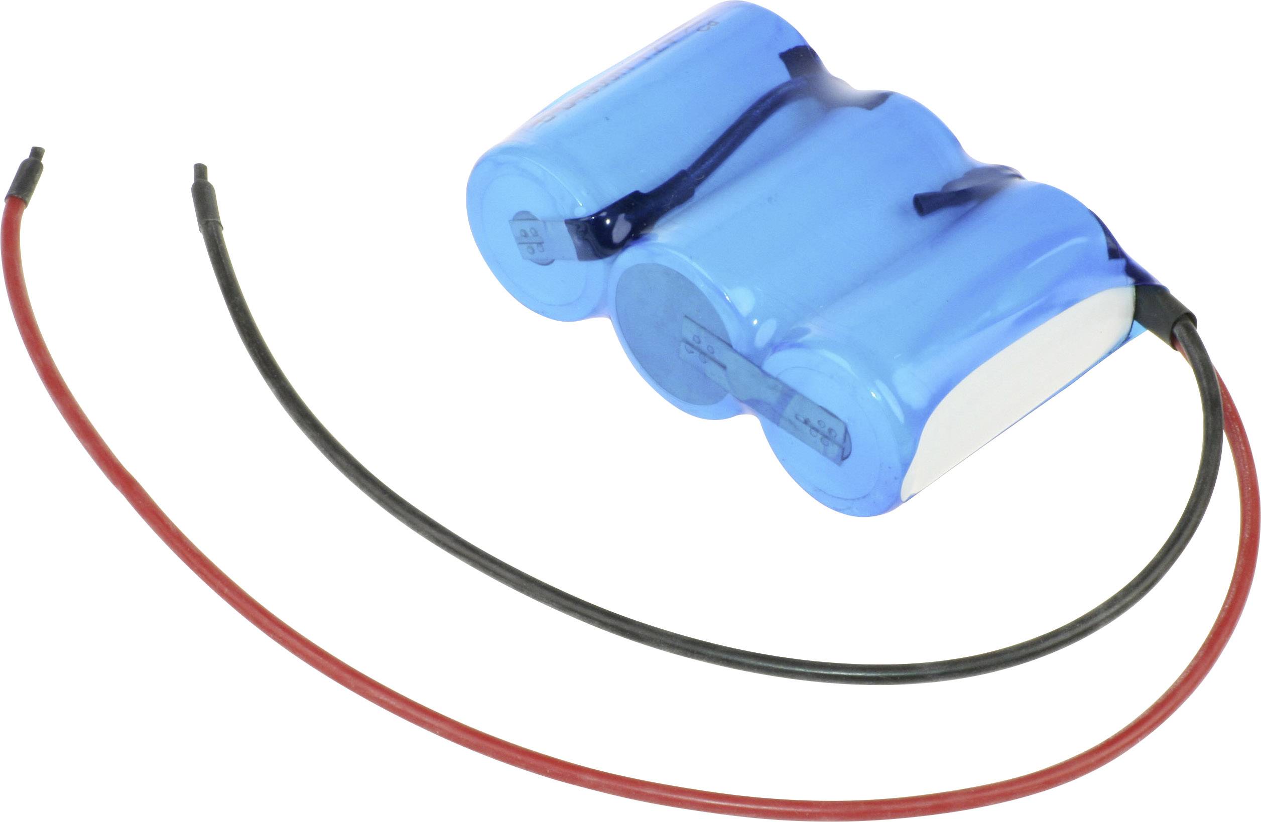 Mexcel Reihe F1x3 Akkupack 3x Mono (D) hochtemperaturfähig, Kabel, Flat-Top NiCd 3.6V 4000 mAh