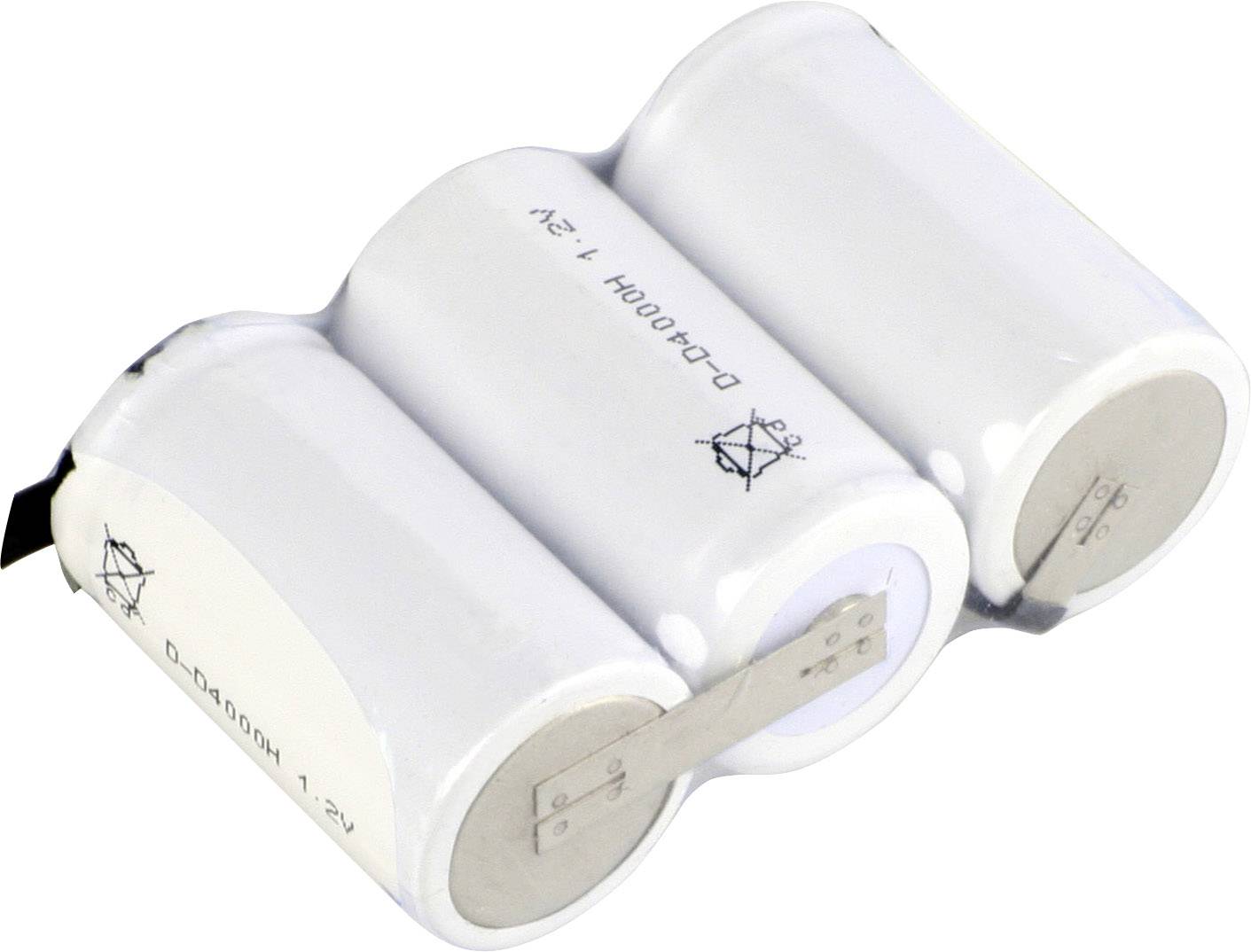 Mexcel Reihe F1x3 Akkupack 3x Mono (D) hochtemperaturfähig, Kabel, Flat-Top NiCd 3.6V 4000 mAh