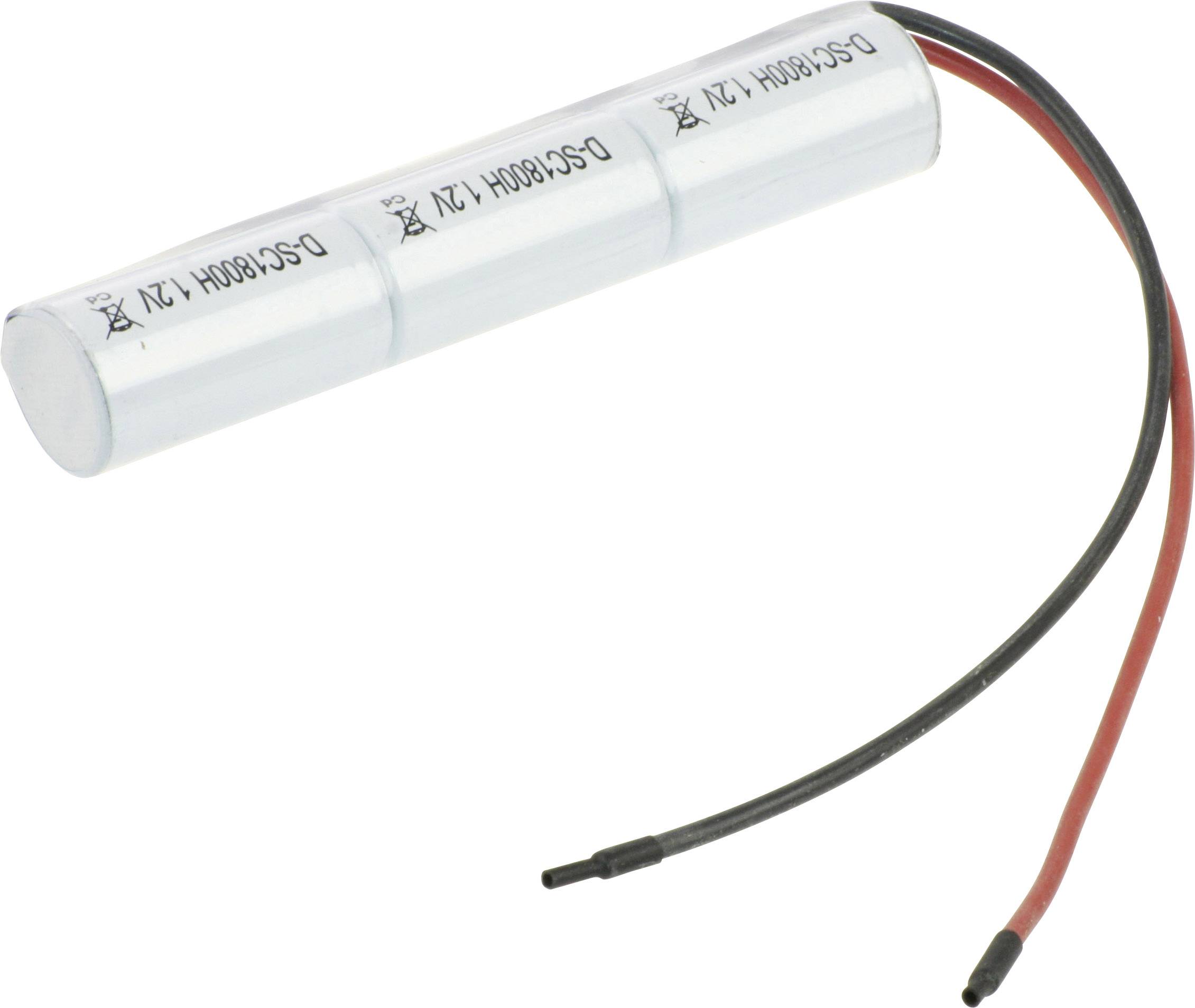 Mexcel Inline L1x3 Akkupack 3x Sub-C hochtemperaturfähig, Kabel, Flat-Top NiCd 3.6V 1800 mAh