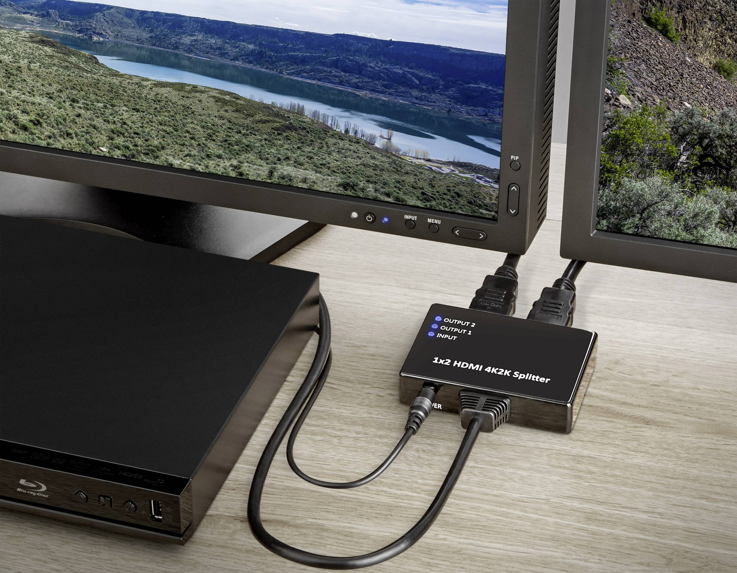 Basetech HM-SP102KT 2 Port HDMI-Splitter Ultra HD-fähig 3840 x 2160 Pixel Schwarz