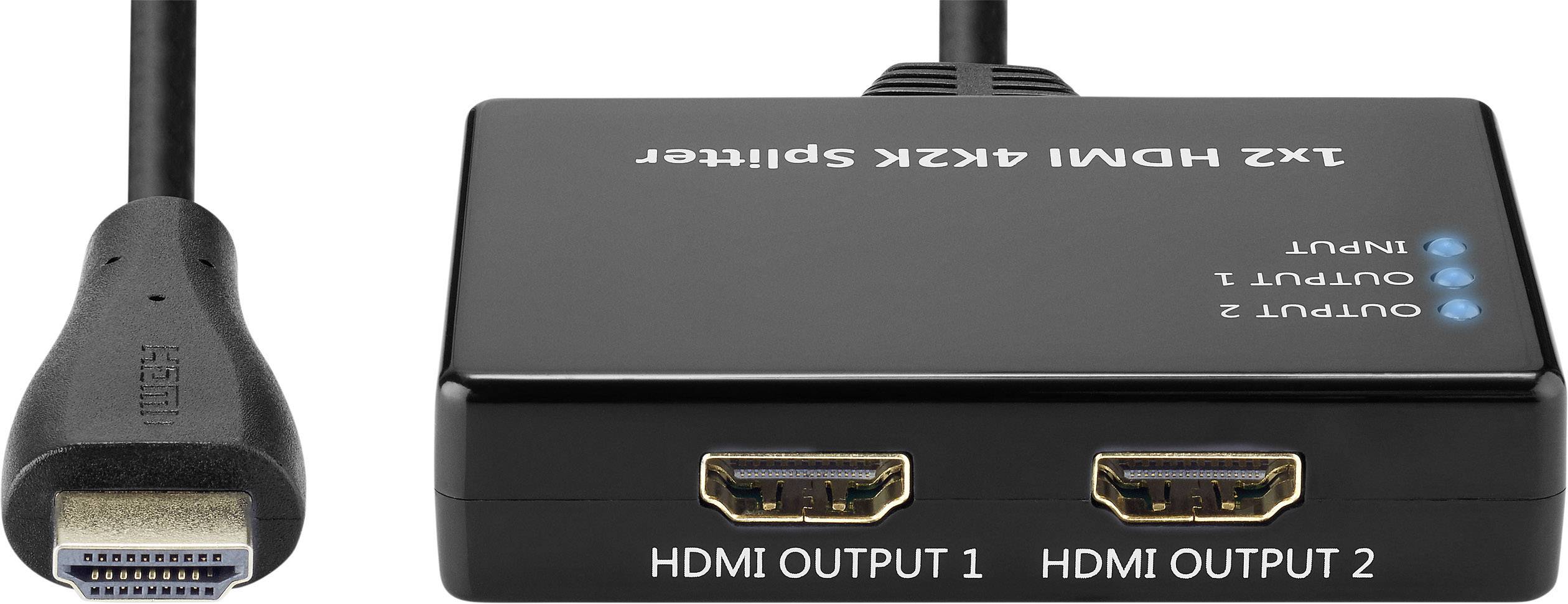 Basetech HM-SP102KT 2 Port HDMI-Splitter Ultra HD-fähig 3840 x 2160 Pixel Schwarz