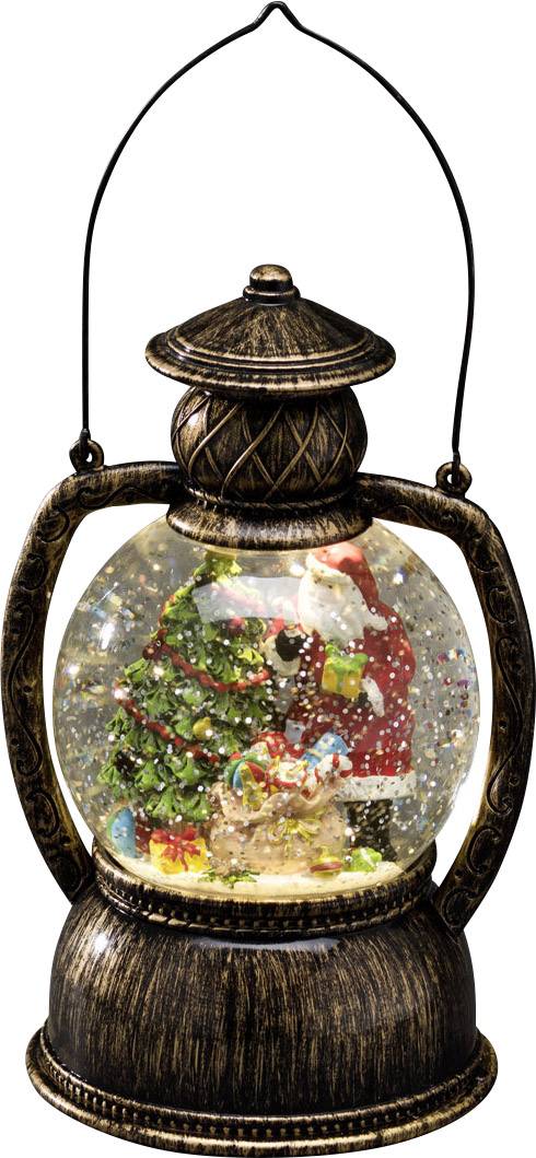 Konstsmide 3497-000 LED-Laterne Weihnachtsmann Warmweiß Messing beschneit, mit Wasser gefüllt, Timer, mit Schalter