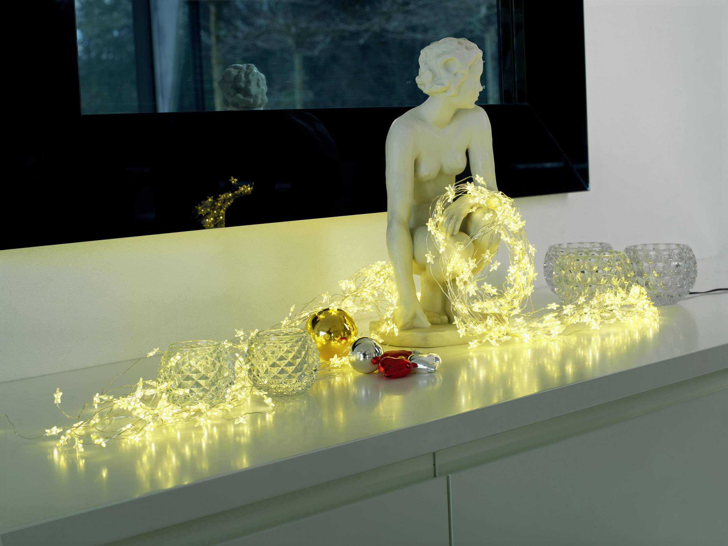 Konstsmide 6372-190 LED-Lametta Sterne Warmweiß LED Transparent