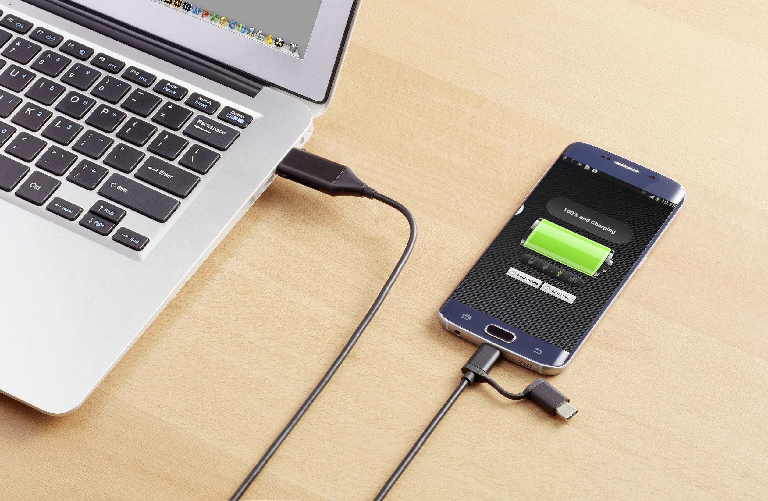 Renkforce USB-Kabel USB 2.0 USB-A Stecker, USB-C® Stecker, USB-Micro-B Stecker 1.00 m Schwarz mit OTG-Funktion, vergoldete Steckkontakte RF-4472898