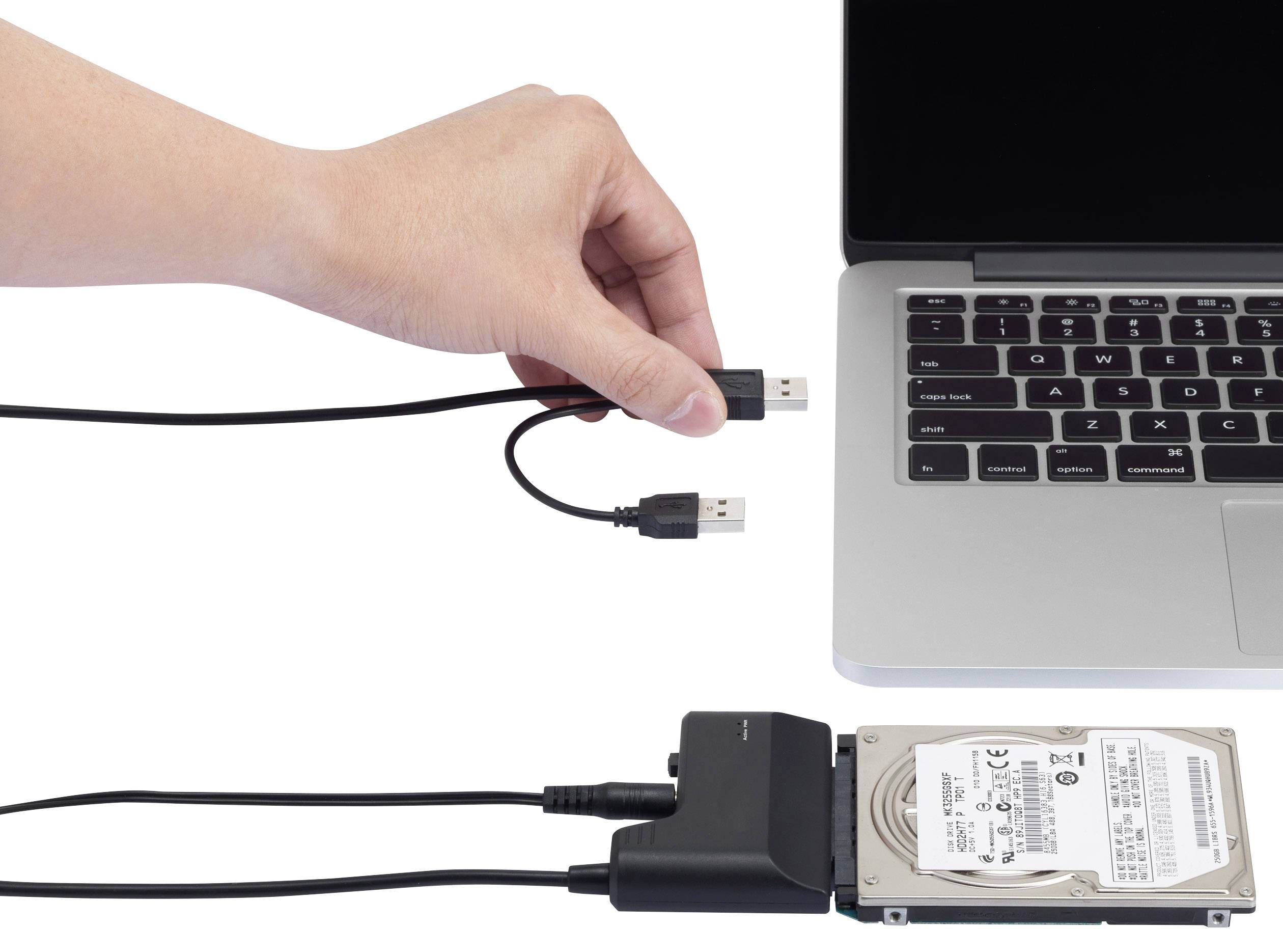 Renkforce Festplatten/SSD Adapter [1x USB 2.0 Stecker A - 1x SATA-Kombi-Stecker 7+15pol.] 0.30m vergoldete Steckkontakte