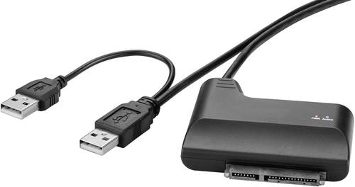 Festplatten Adapter [1x USB 2.0 Stecker A - 1x SATA-Kombi-Stecker 7+15pol.] 30.00cm Schwar