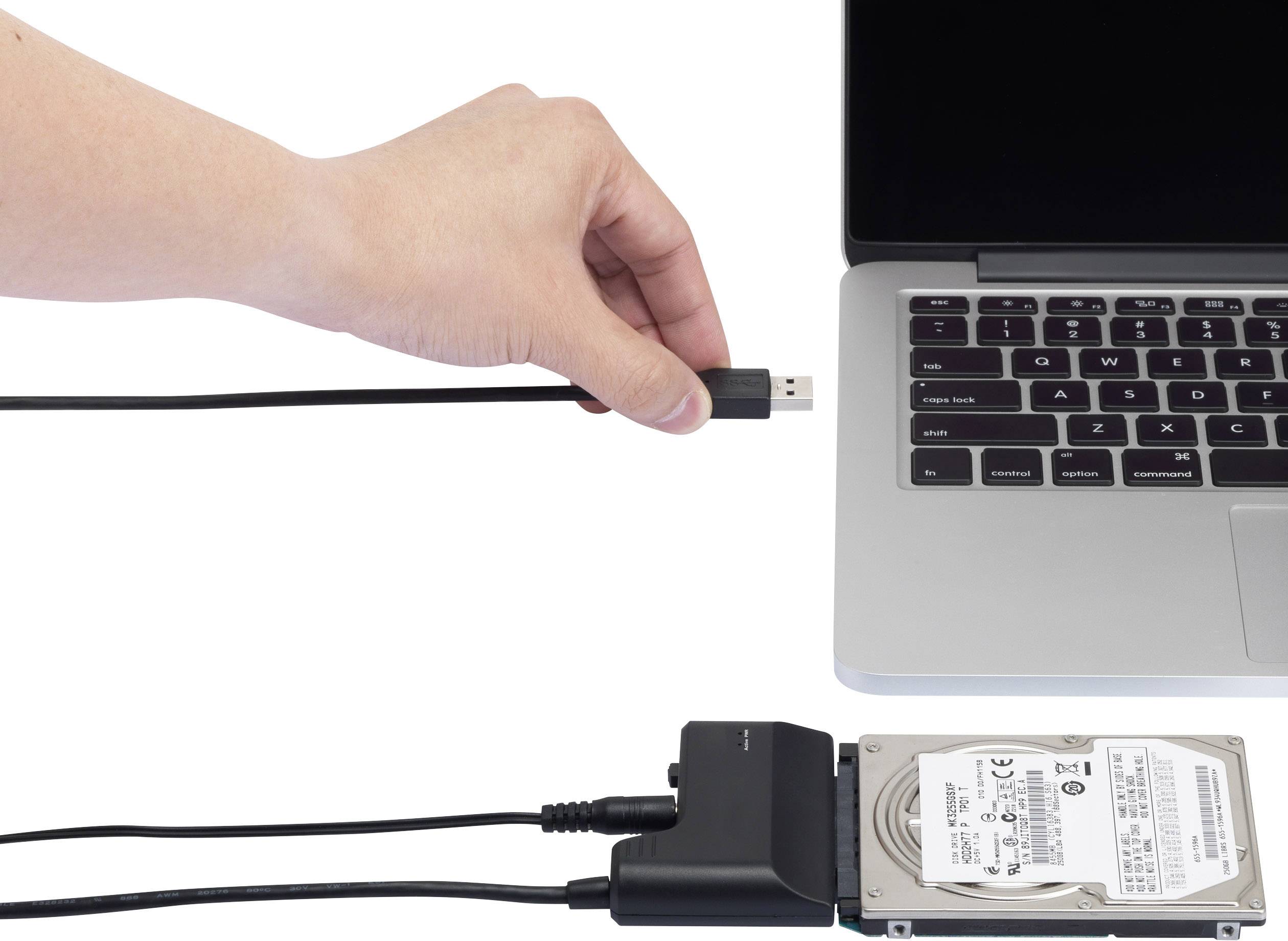 Renkforce Festplatten/SSD Adapter [1x USB 3.2 Gen 1 Stecker A (USB 3.0) - 1x SATA-Kombi-Stecker 7+15pol.] 0.30m vergoldete