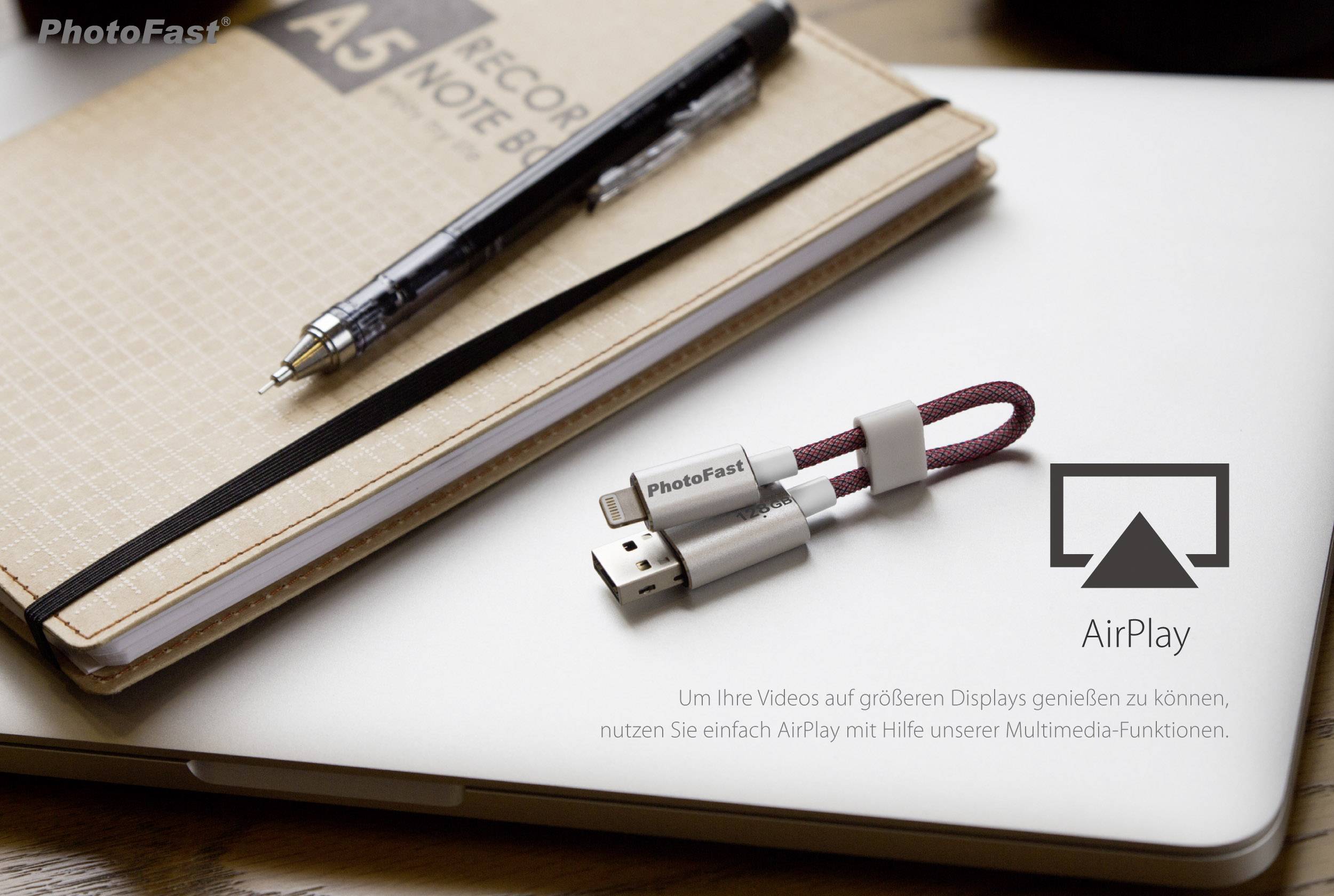 PhotoFast MemoriesCable Gen3 USB-Zusatzspeicher Smartphone/Tablet Spacegrau 32 GB Apple Lightning, USB 3.2 Gen 1 (USB 3.0)