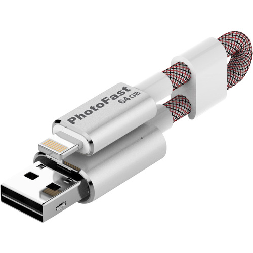 PhotoFast MemoriesCable Gen3 USB-Zusatzspeicher Smartphone/Tablet Silber 64 GB Apple Lightning, USB 3.2 Gen 1 (USB 3.0)