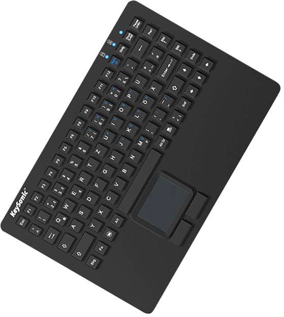 Keysonic KSK-5230 IN (DE) USB Tastatur Deutsch, QWERTZ Schwarz Spritzwassergeschützt, Integriertes Touchpad, Maustasten