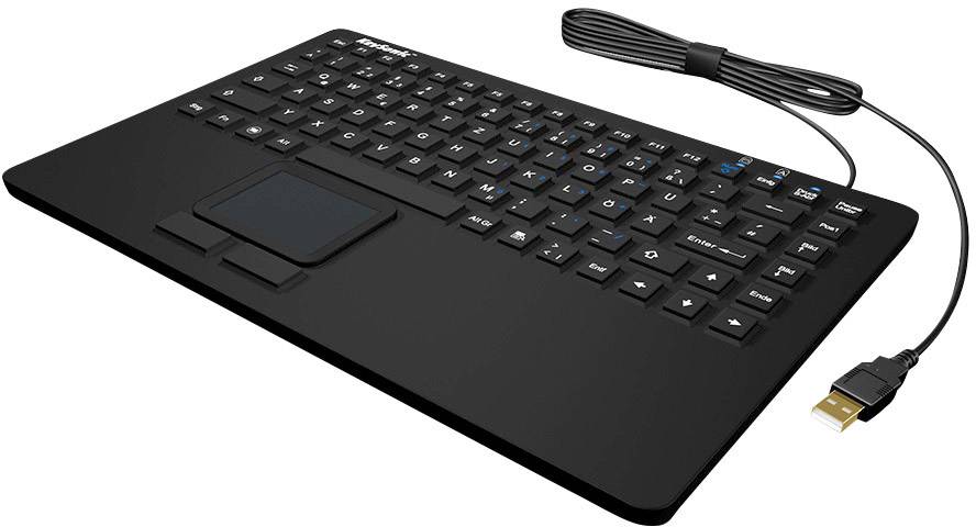 Keysonic KSK-5230 IN (DE) USB Tastatur Deutsch, QWERTZ Schwarz Spritzwassergeschützt, Integriertes Touchpad, Maustasten