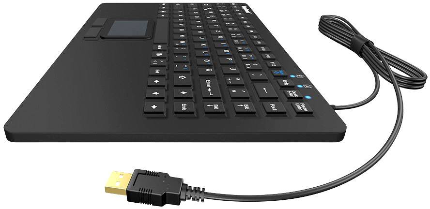 Keysonic KSK-5230 IN (DE) USB Tastatur Deutsch, QWERTZ Schwarz Spritzwassergeschützt, Integriertes Touchpad, Maustasten
