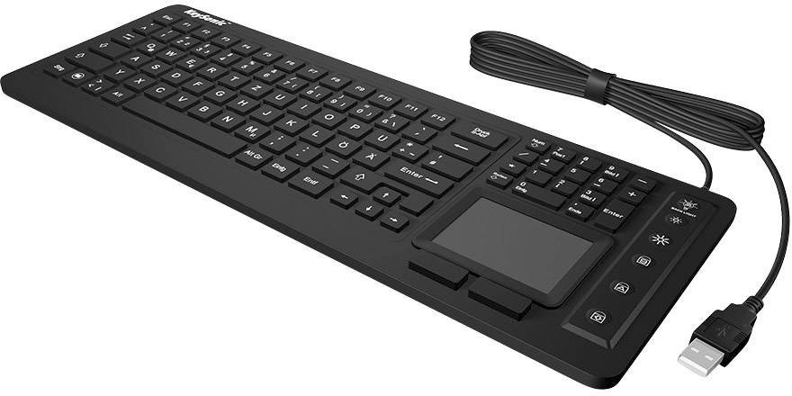 Keysonic KSK-6231 INEL (DE) USB Tastatur Deutsch, QWERTZ Schwarz Silikonmembran, Wasserfest (IPX7), Beleuchtet, Integriertes Touchpad, Maustasten