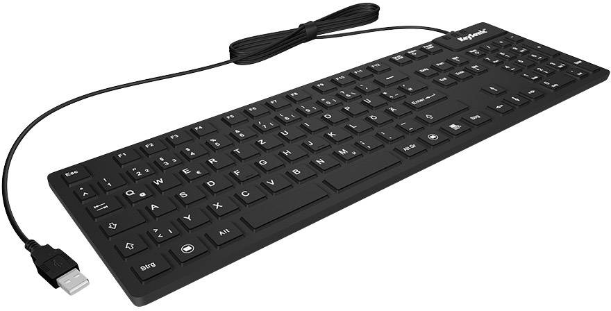 Keysonic KSK-8030 IN (DE) USB Tastatur Deutsch, QWERTZ Schwarz Spritzwassergeschützt