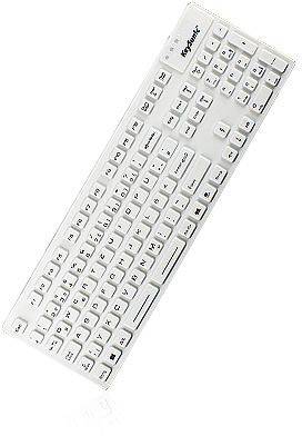 Keysonic KSK-8030 IN (DE) USB Tastatur Deutsch, QWERTZ Weiß Silikonmembran vollversiegelt IP68, Wasserfest (IPX7)