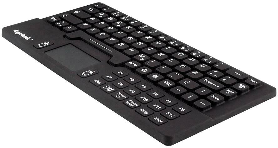 Keysonic KSK-5031IN (DE) USB Tastatur Deutsch, QWERTZ Schwarz Spritzwassergeschützt, Integriertes Touchpad, Maustasten