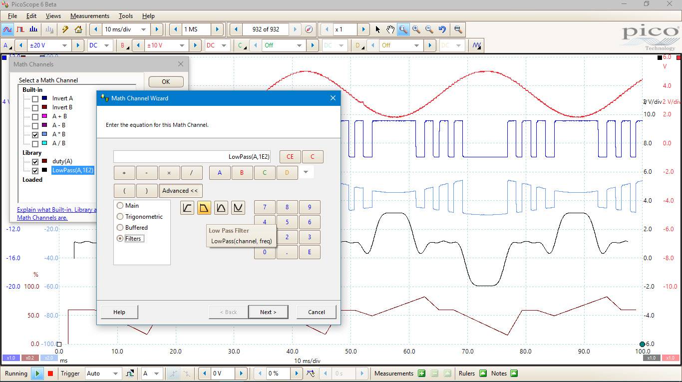 pico 2208B USB-Oszilloskop 100 MHz 2-Kanal 500 MSa/s 128 Mpts 8 Bit Digital-Speicher (DSO), Funktionsgenerator, Spectrum-Analyser 1 St.