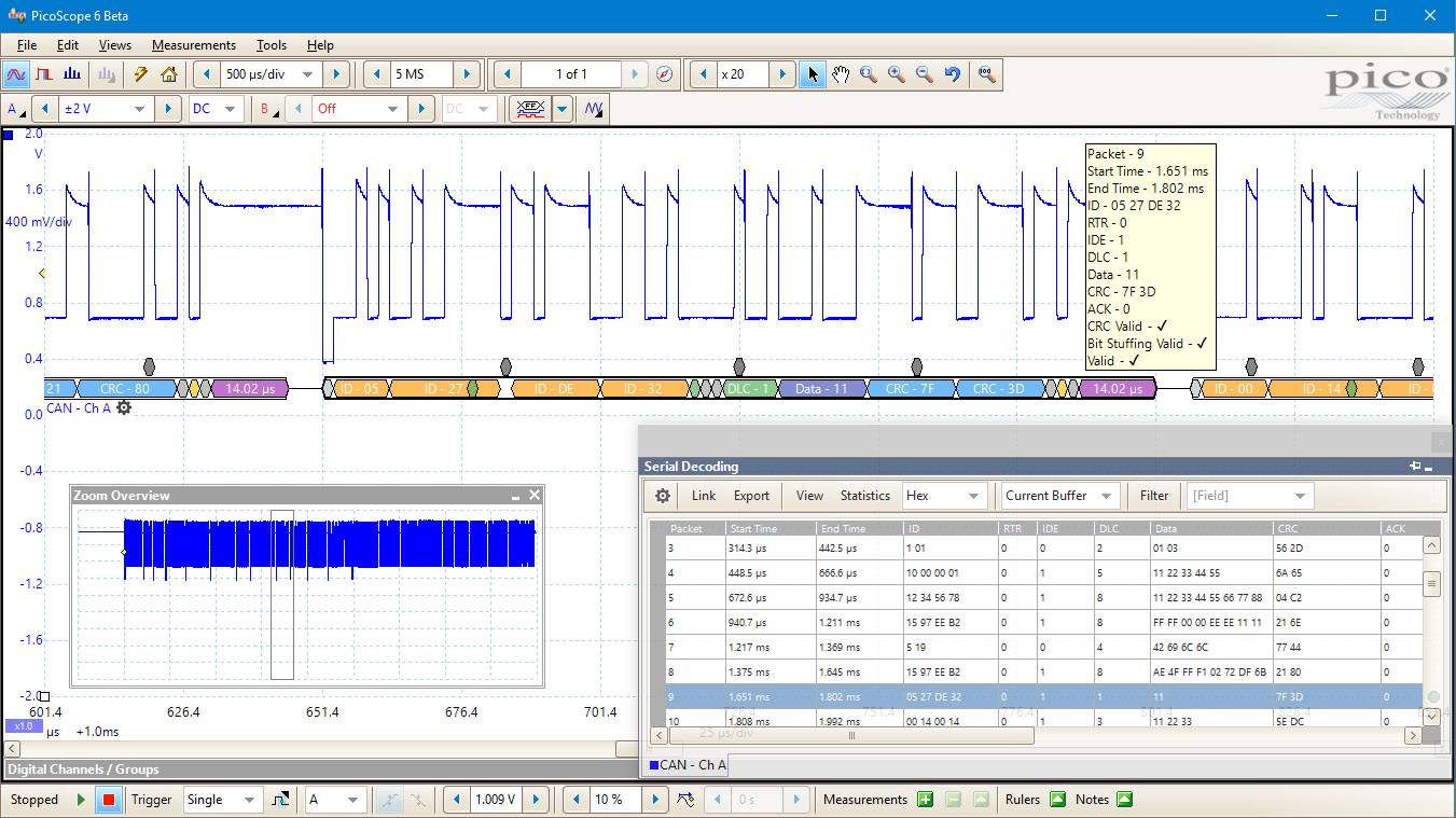 pico 2408B USB-Oszilloskop 100 MHz 4-Kanal 250 MSa/s 128 Mpts 8 Bit Digital-Speicher (DSO), Funktionsgenerator, Spectrum-Analyser 1 St.