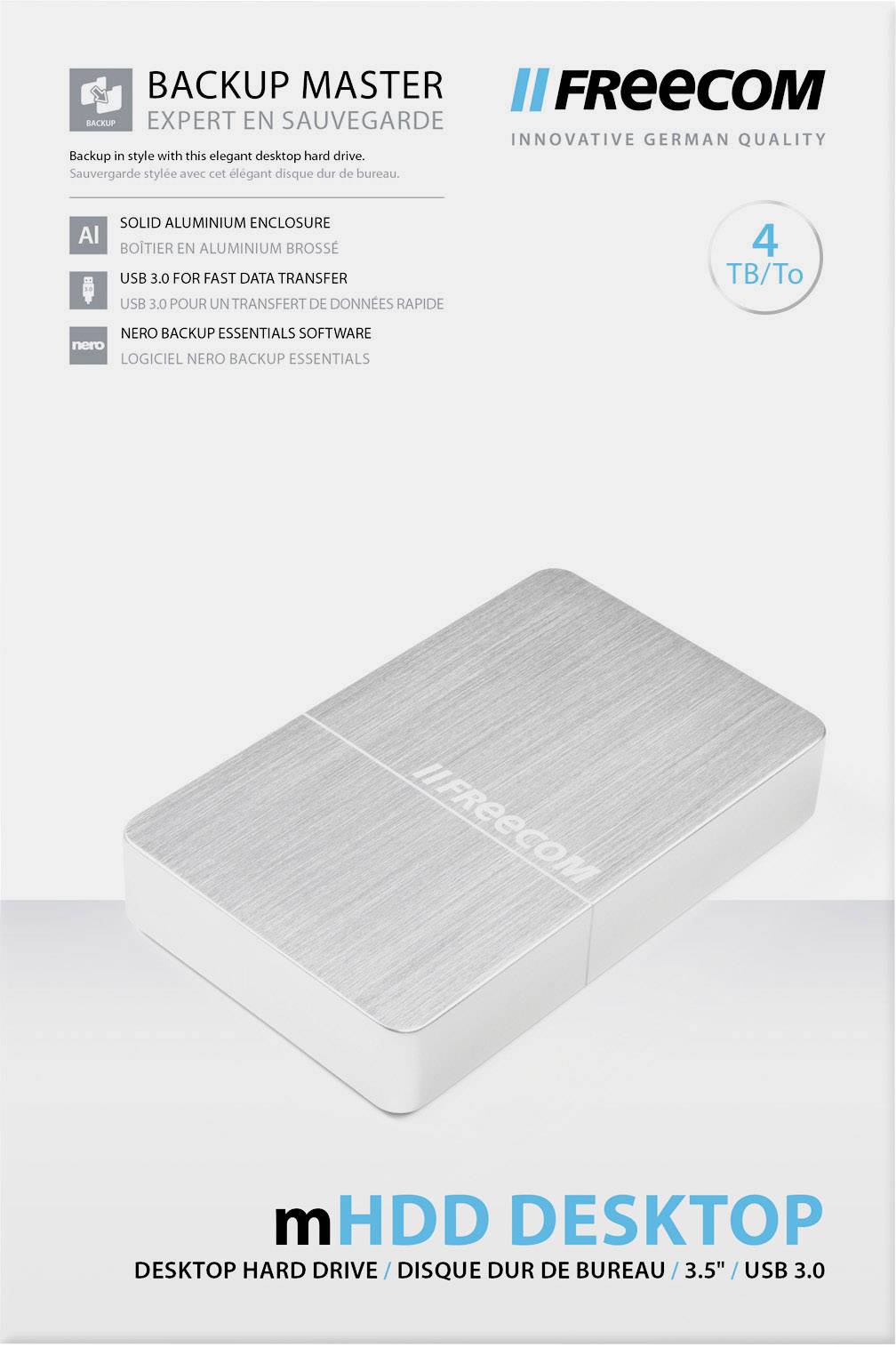 Freecom mHDD Desktop-station 4 TB Externe Festplatte 8.9 cm (3.5 Zoll) USB-A (USB 3.2 Gen 1) Silber 56387