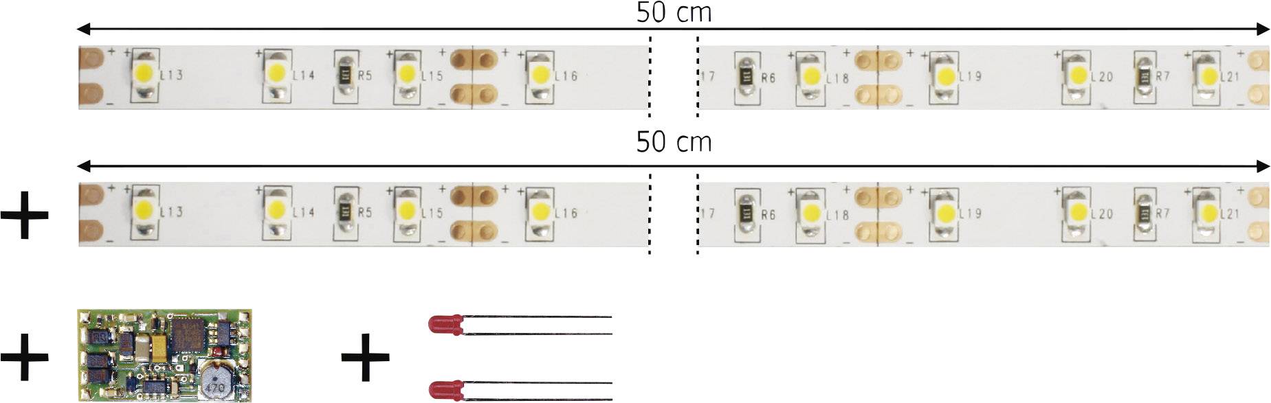 TAMS Elektronik 53-01450-02-C LED-Streifen Fahrtrichtungsabhängig, Dimmen, Schalten mit Modul Warmweiß 1 Set