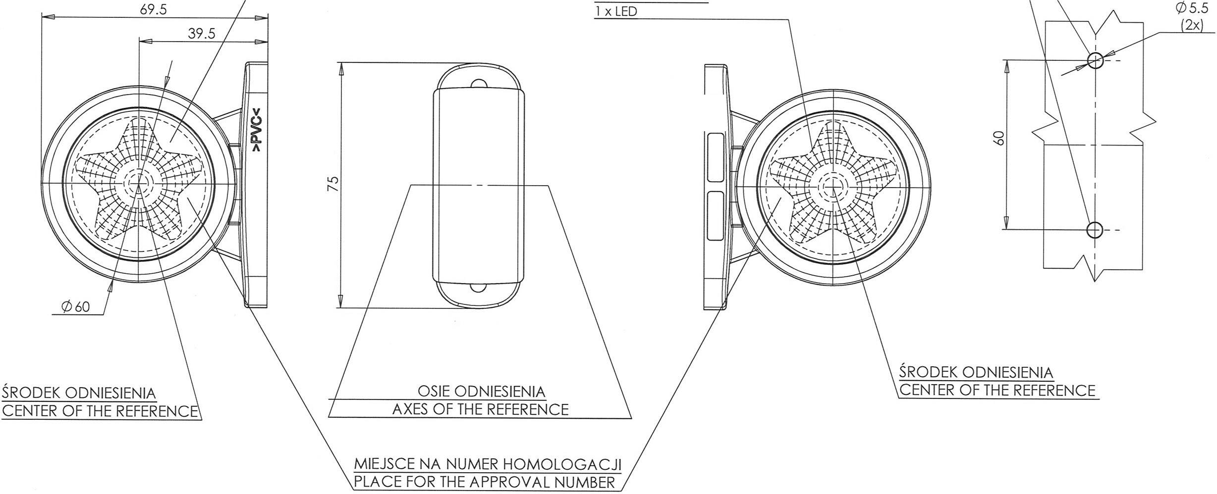 LED Umriss-Markierungsleuchte Offene Kabelenden seitlich, links, rechts 12 V, 24V Weiß