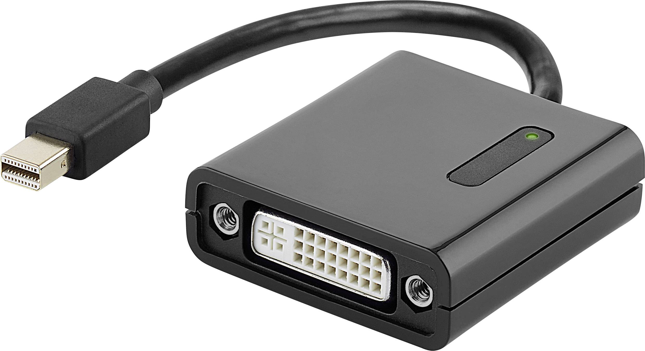 Renkforce RF-4476408 DisplayPort / DVI Adapter [1x Mini-DisplayPort Stecker - 1x DVI-Buchse 24+5pol.] Schwarz vergoldete Steckkontakte 10.00 cm