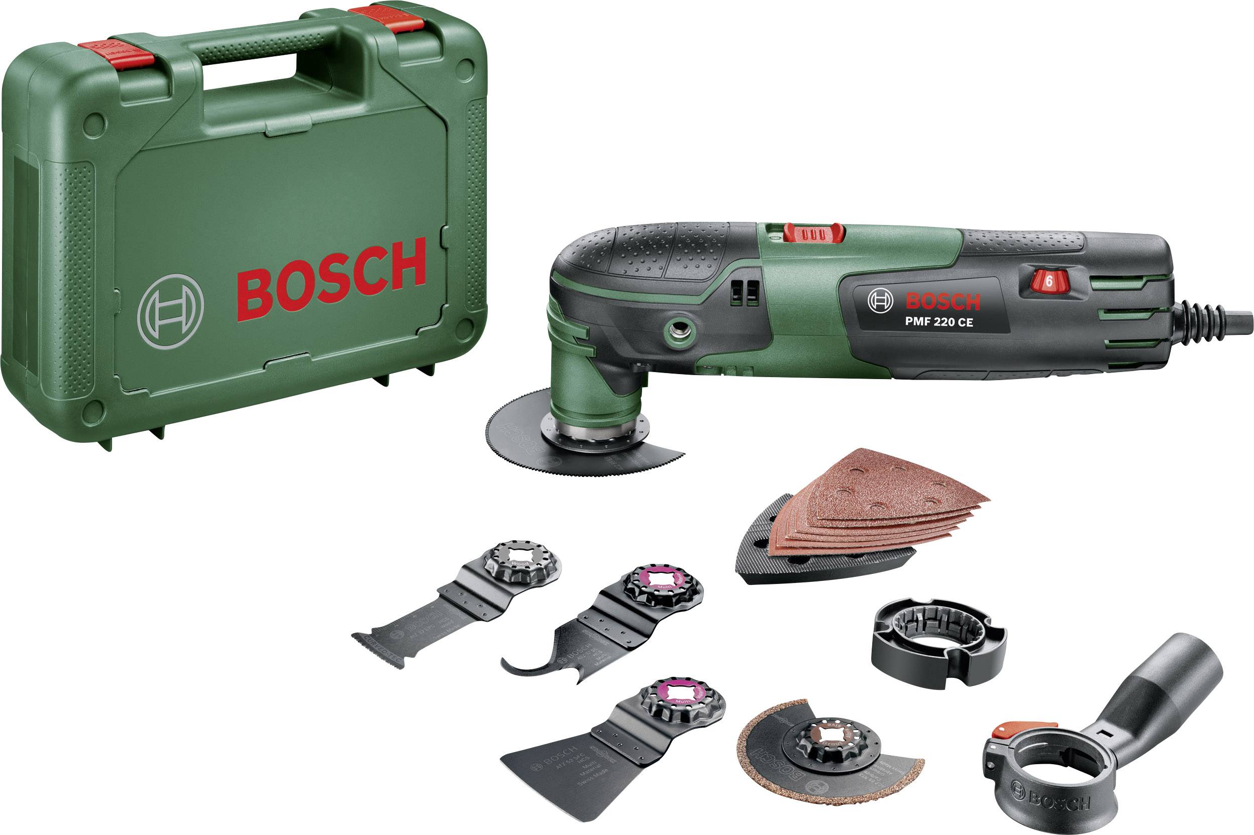 Bosch Home and Garden PMF 220 CE Set 0603102001 Multifunktionswerkzeug mit Zubehör, inkl. Koffer 16teilig 220W