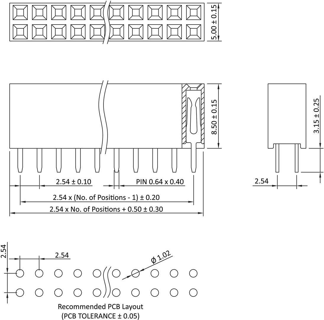 Econ Connect Buchsenleiste (Standard) Anzahl Reihen: 2 Polzahl je Reihe: 34 BLG2X34
