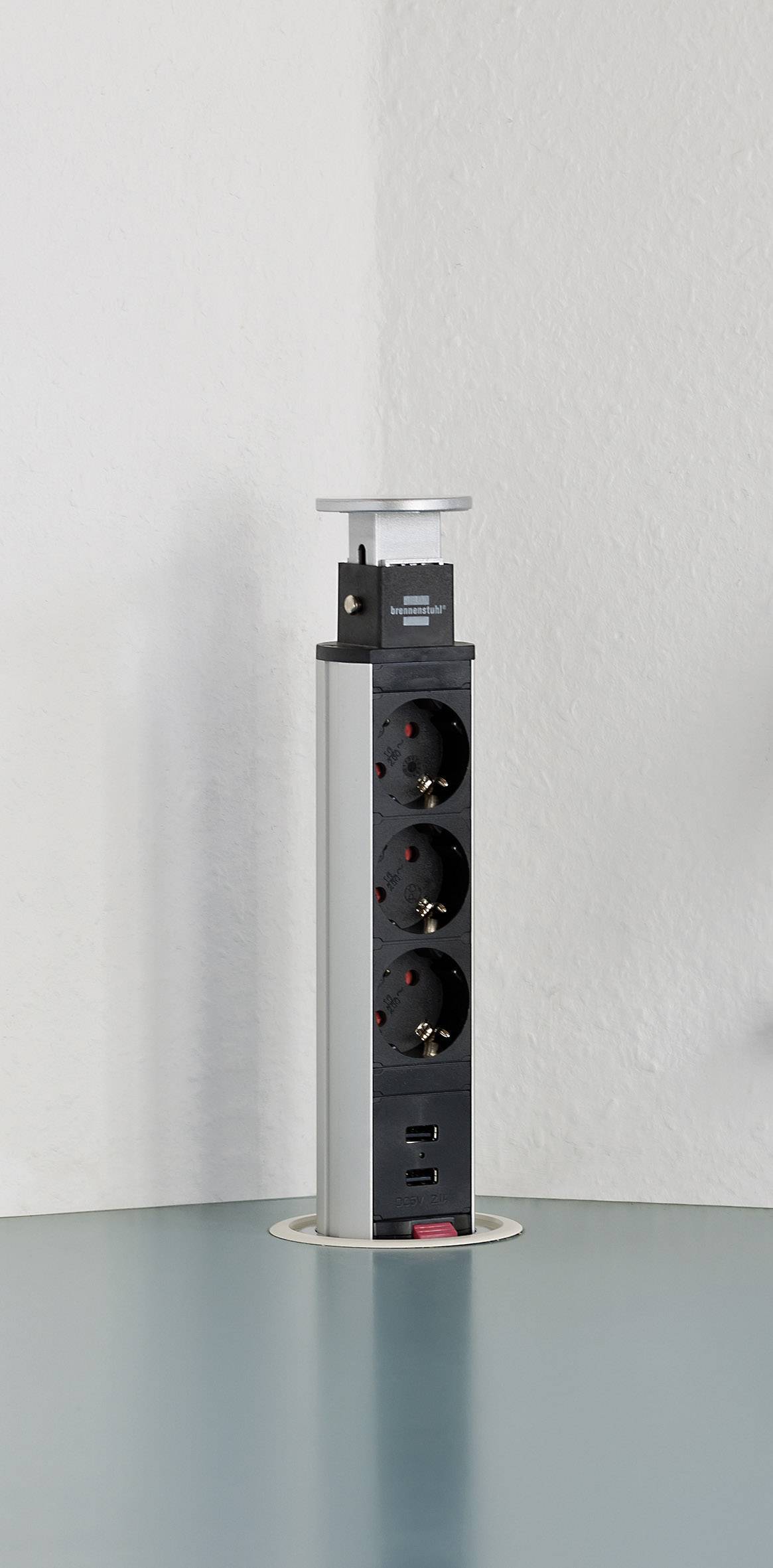 Brennenstuhl 1396200013 Steckdosenturm 3fach Aluminium, Schwarz Schutzkontakt 1 St.