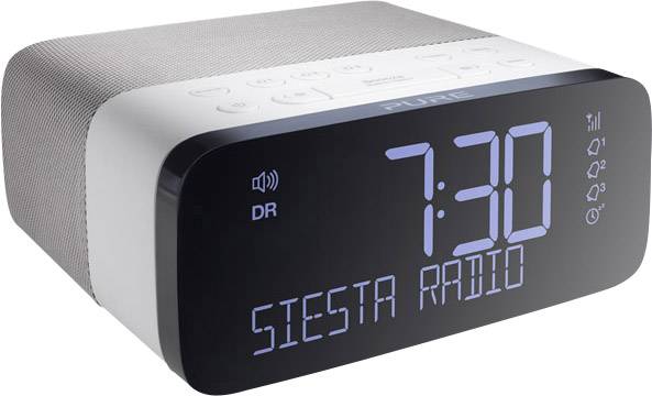 Pure Radiowecker DAB+, UKW USB Weiß, Schwarz