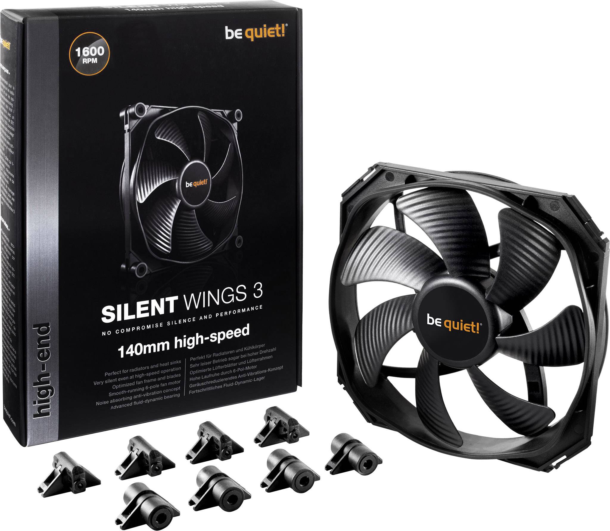 BeQuiet Silent Wing 3 High-Speed PC-Gehäuse-Lüfter Schwarz (B x H x T) 140 x 140 x 25mm