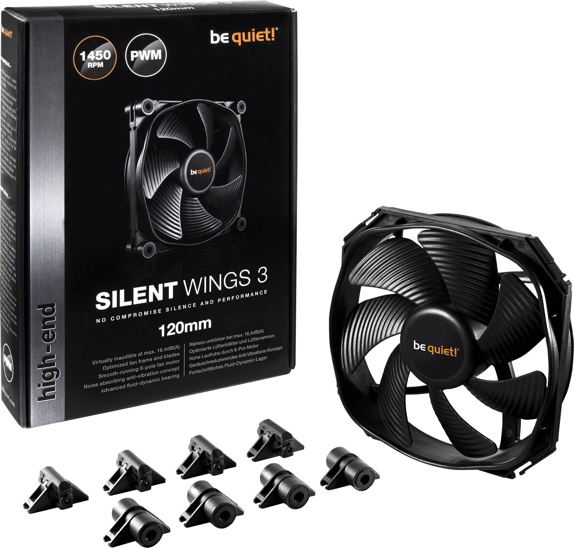 BeQuiet Silent Wings 3 PWM PC-Gehäuse-Lüfter Schwarz (B x H x T) 120 x 120 x 25mm