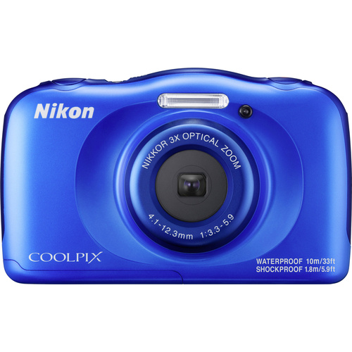 Nikon W-100 Digitalkamera 13.2 Megapixel Opt. Zoom: 3 x Blau Full HD Video, Unterwasserkamera, Stoßfest, WiFi