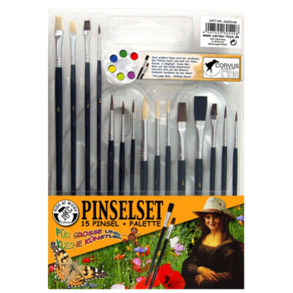 A600549 CORVUS Kids at Work Pinselset + Platte (15 Pinsel) Pinsel-Set