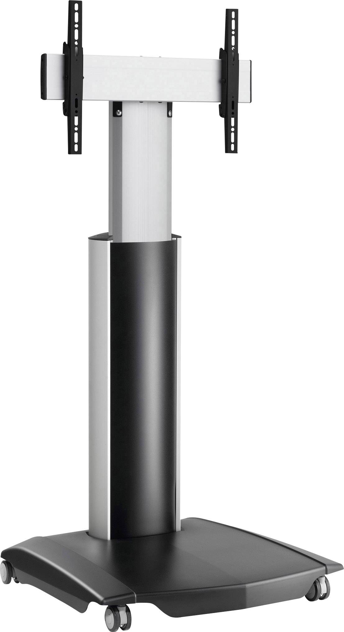 Höhenverstellbares, mobiles TV-Ständer-Gestell mit Rollen, geeignet für Flachbildschirme, bietet flexible Positionierungsmöglichkeiten.
