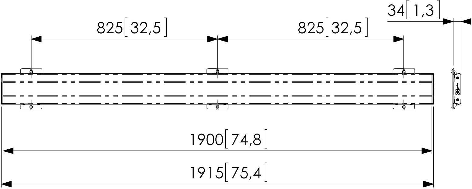 Vogel's Adapterbar PFB 3419 1915 mm Silber