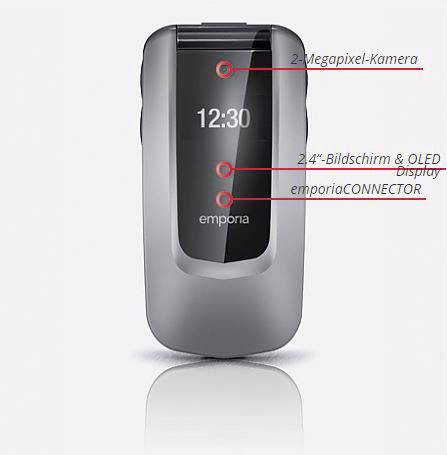 Emporia Comfort Senioren-Klapp-Handy mit Ladestation, SOS Taste Spacegrau