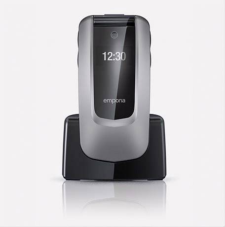 Emporia Comfort Senioren-Klapp-Handy mit Ladestation, SOS Taste Spacegrau