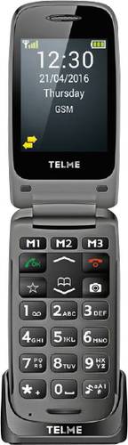Telme X200 Senioren-Klapp-Handy mit Ladestation, SOS Taste Spacegrau