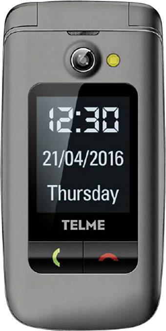 Telme X200 Senioren-Klapp-Handy mit Ladestation, SOS Taste Spacegrau