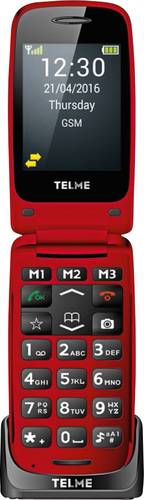 Telme X200 Senioren-Klapp-Handy mit Ladestation, SOS Taste Rot