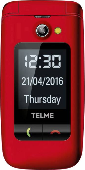 Telme X200 Senioren-Klapp-Handy mit Ladestation, SOS Taste Rot