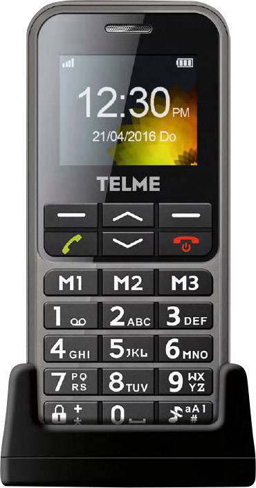 Telme C151 Senioren-Handy mit Ladestation, SOS Taste Spacegrau