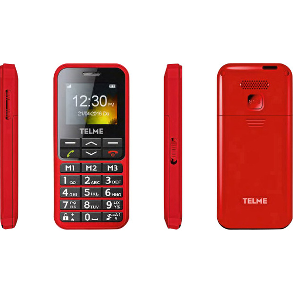 Téléphone portable pour séniors Telme C151 avec station de charge, Touche SOS rouge
