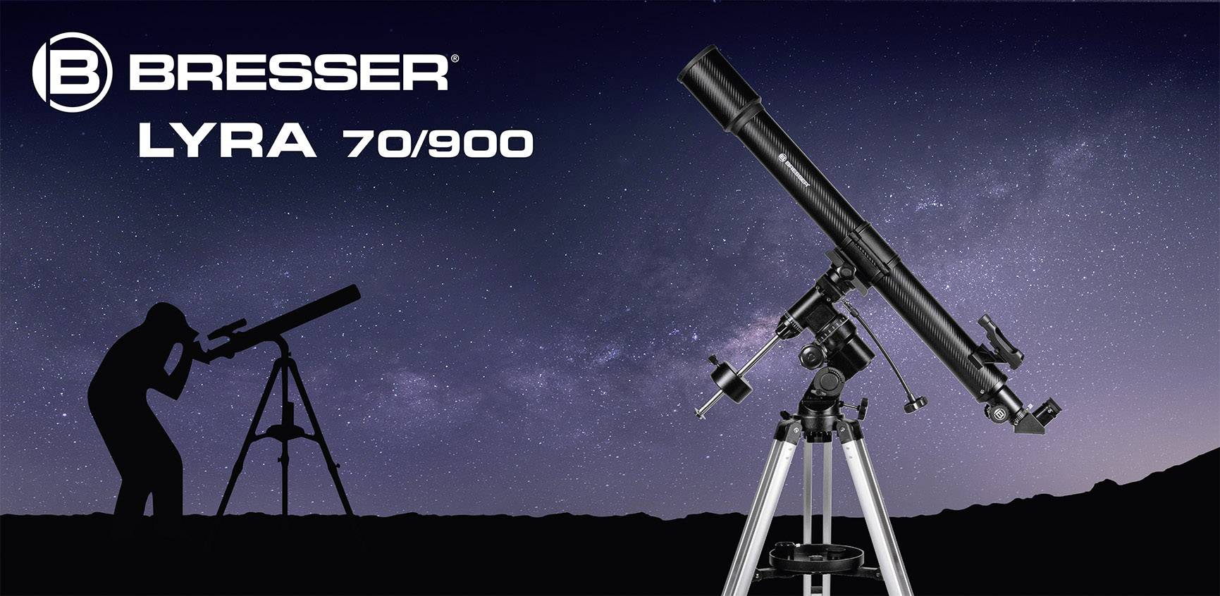 Bresser Optik Lyra 70/900mm EQ Linsen-Teleskop Äquatorial Achromatisch Vergrößerung 45 bis 675 x