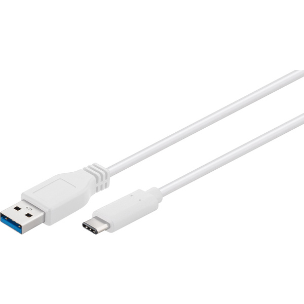 Goobay USB 3.0 Anschlusskabel [1x USB 3.0 Stecker A - 1x USB-C™ Stecker] 20.00cm Weiß vergoldete Steckkontakte, UL-zertifiziert